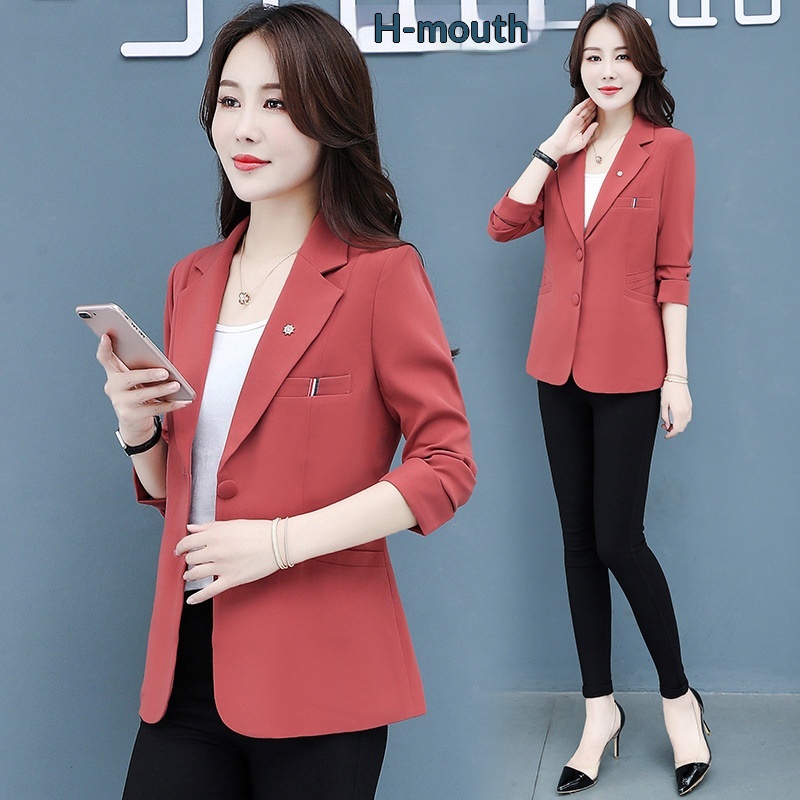 2025 Women's Korean-style Blazer, Spring Autumn Elegant Petite Jacket, Slim Fit, Simple And Versatile, Short Style_voghion.com