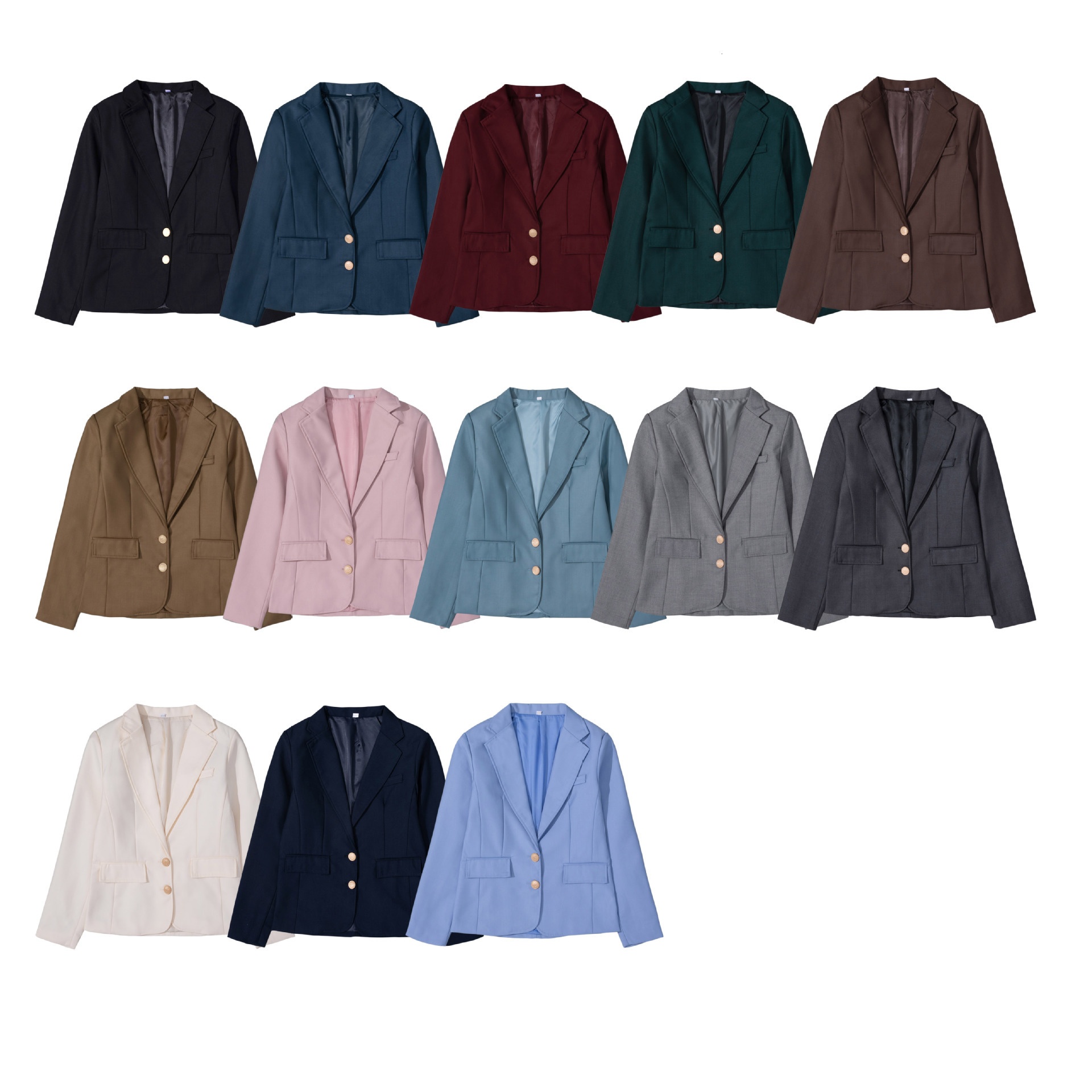 Elegant Women's Blazer V-neck Two-button Lightweight Jacket_voghion.com