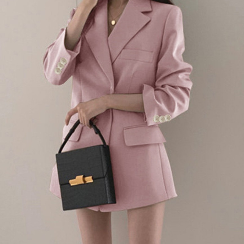 Women's Blazer Spring And Autumn, Korean Style, Ins Hong Kong Retro Khaki Top, Loose Fit, Suitable For Petite Figures,_voghion.com