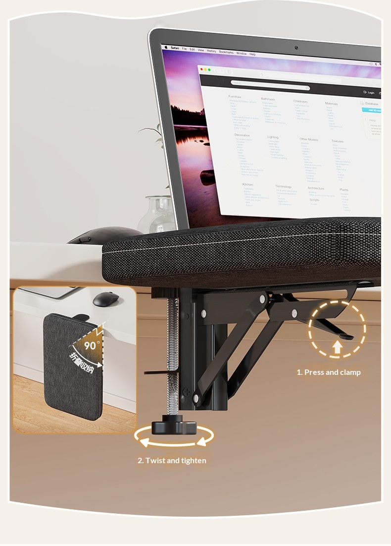 Computer Desk Rest Desktop Elbow Mouse Pad Arm Wrist Support Frame Office Extension Board_voghion.com
