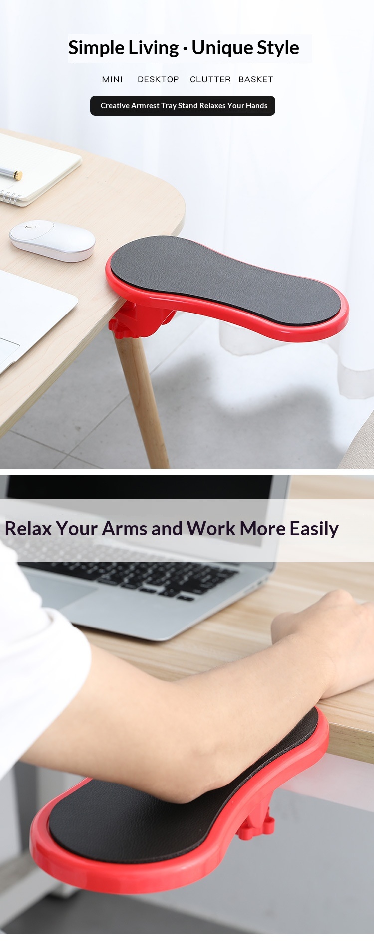 Computer Rest For Desk With Pad, Rotatable Arm And Elbow Support Board, Labor-saving Mouse Support, Anti-slip_voghion.com