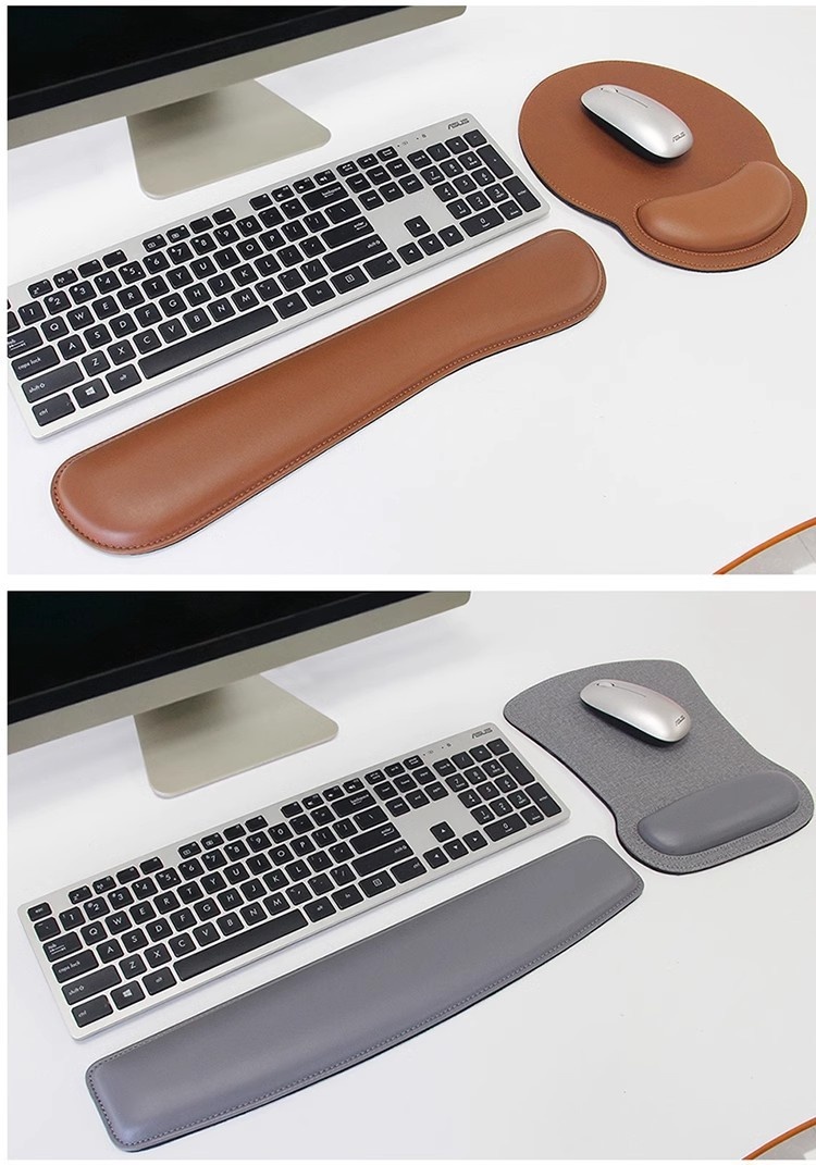 High-End PU Leather Soft Surface Keyboard Rest Computer Wrist Gaming Mouse Pad_voghion.com