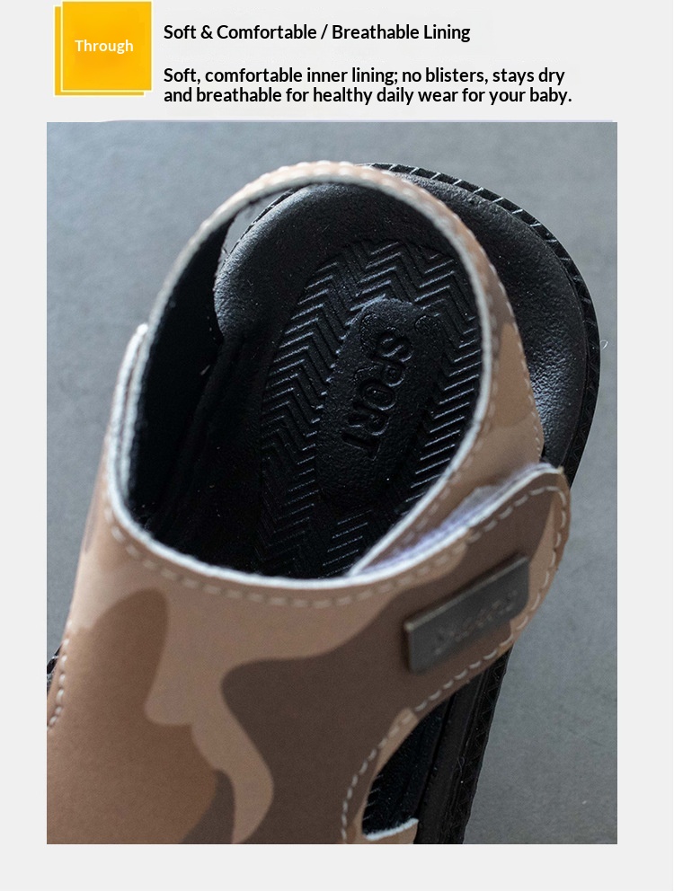 Sandale din piele pentru copii talpă moale antiderapante vară_voghion.com