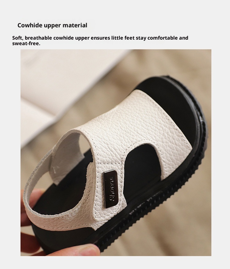 Sandale din piele pentru copii talpă moale antiderapante vară_voghion.com