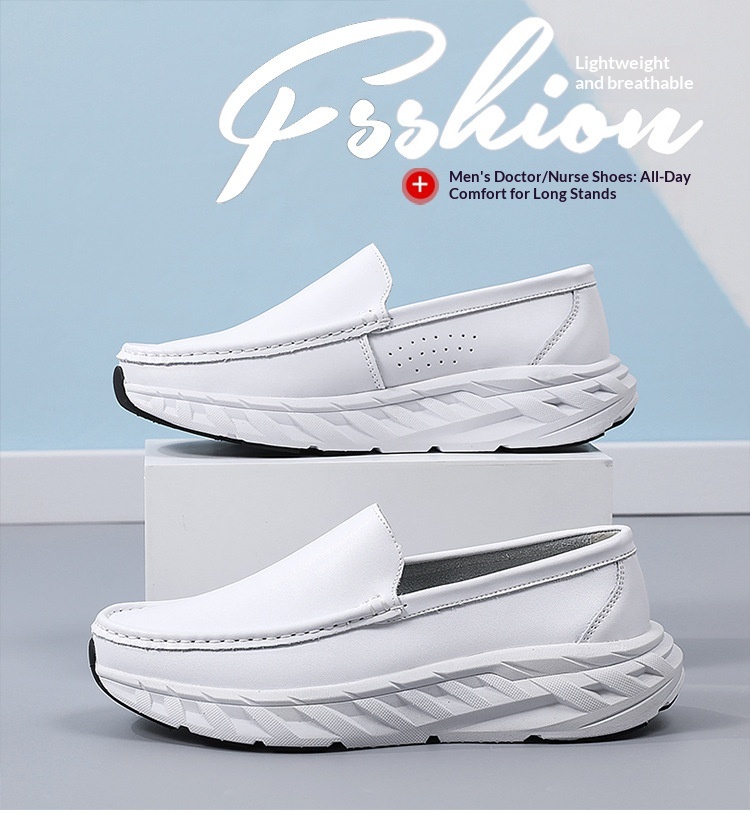Zwarte en witte heren werkschoenen medisch antislip ademend_voghion.com