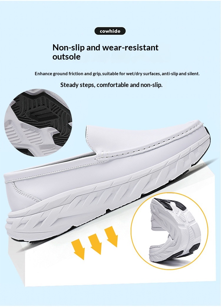 Zwarte en witte heren werkschoenen medisch antislip ademend_voghion.com
