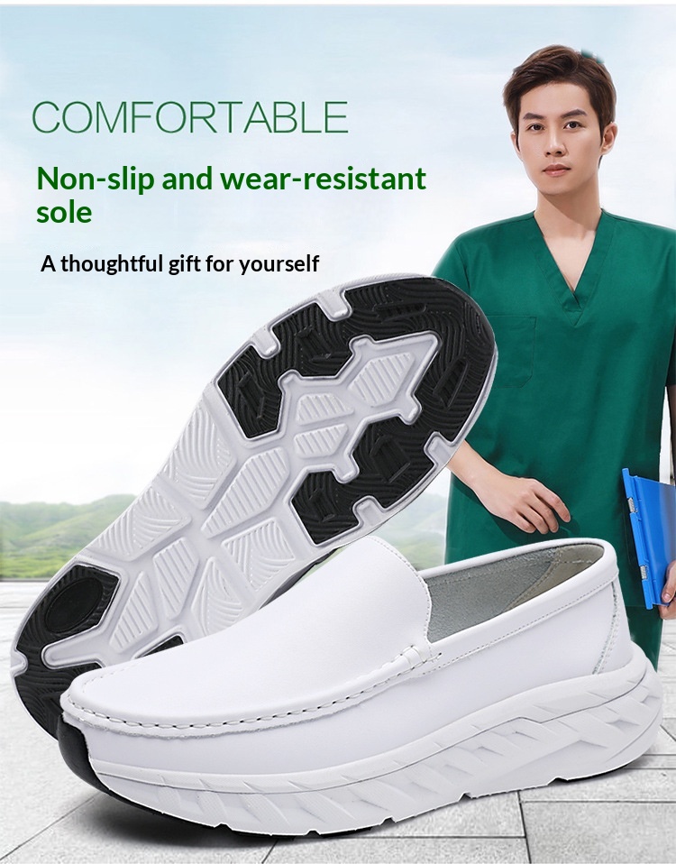 Zwarte en witte heren werkschoenen medisch antislip ademend_voghion.com