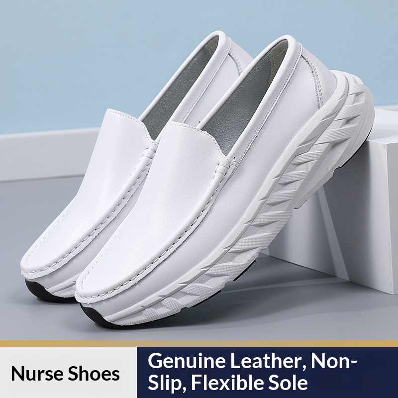Nieuwe zwart-witte heren verpleegkundige/medische werkschoenen, comfortabel, antislip, ademend, geschikt voor alle seizoenen, dropshipping_voghion.com