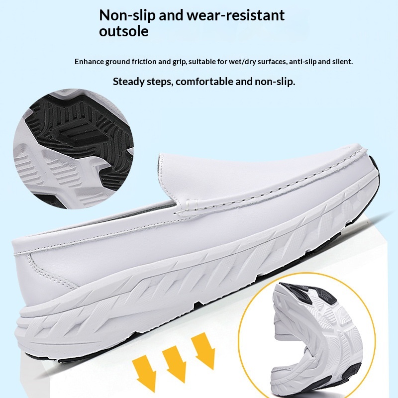 Nieuwe zwart-witte heren verpleegkundige/medische werkschoenen, comfortabel, antislip, ademend, geschikt voor alle seizoenen, dropshipping_voghion.com