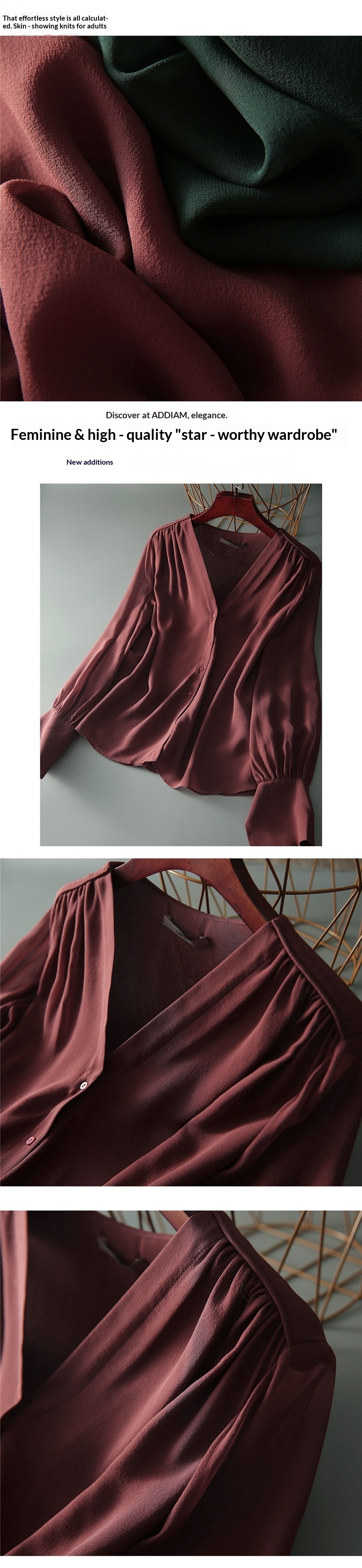 Elegant V-neck Chiffon Blouse For Women Plus Size Spring Autumn_voghion.com