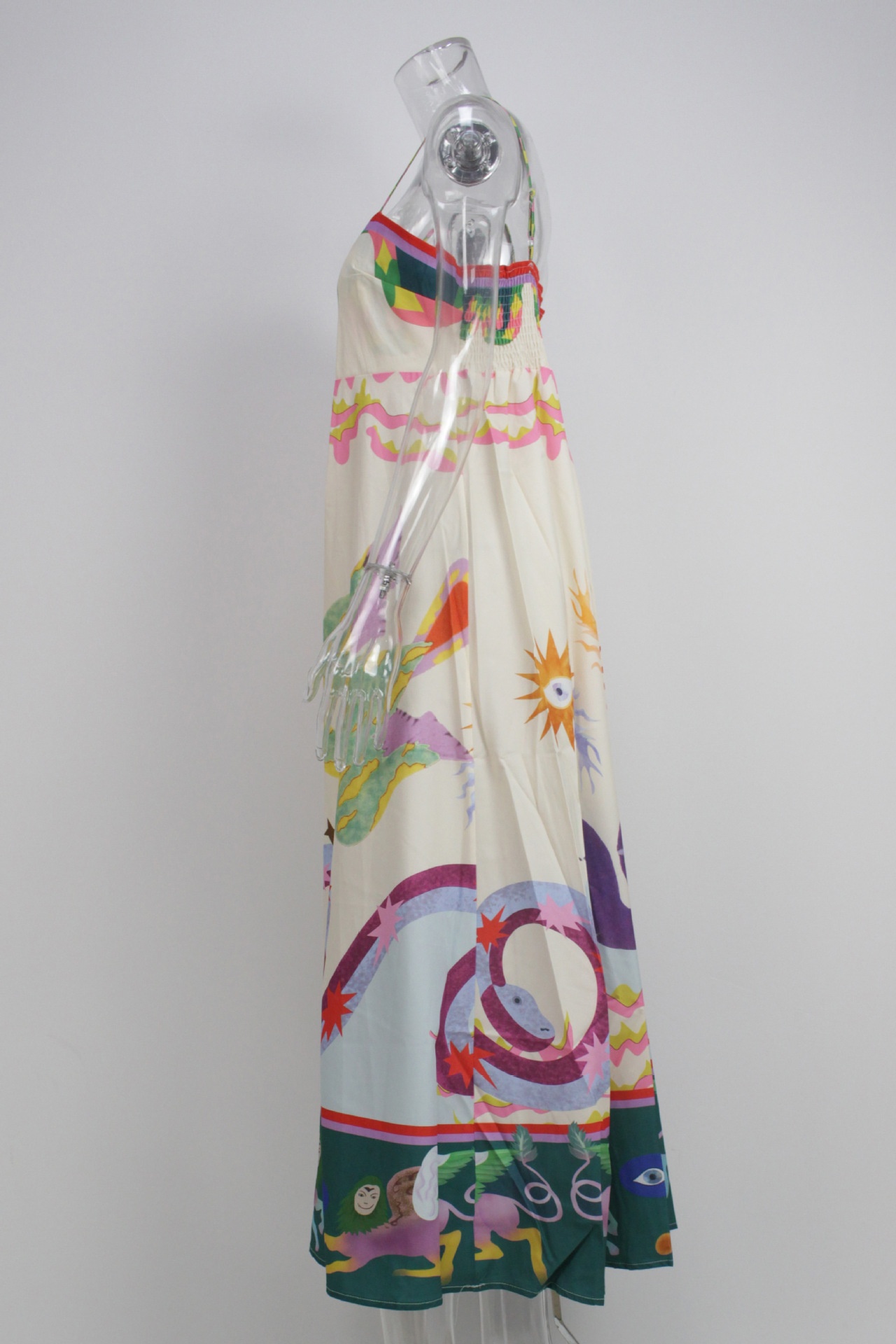 Elegante dames jurk lang met print en hoge taille plus size_voghion.com