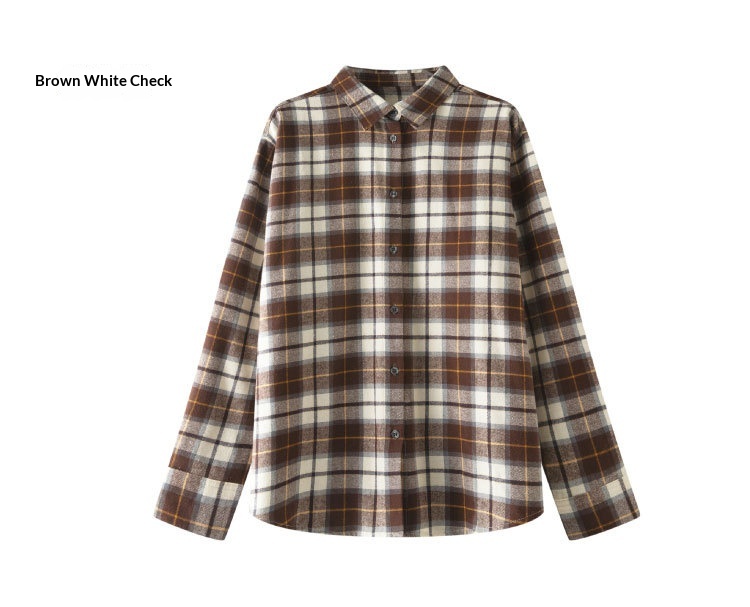 Camicia donna maniche lunghe in flanella cotone autunno_voghion.com