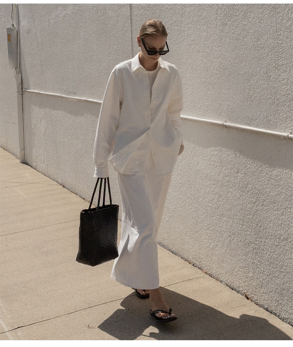 Camicia donna stile francese in puro cotone bianco maniche lunghe_voghion.com