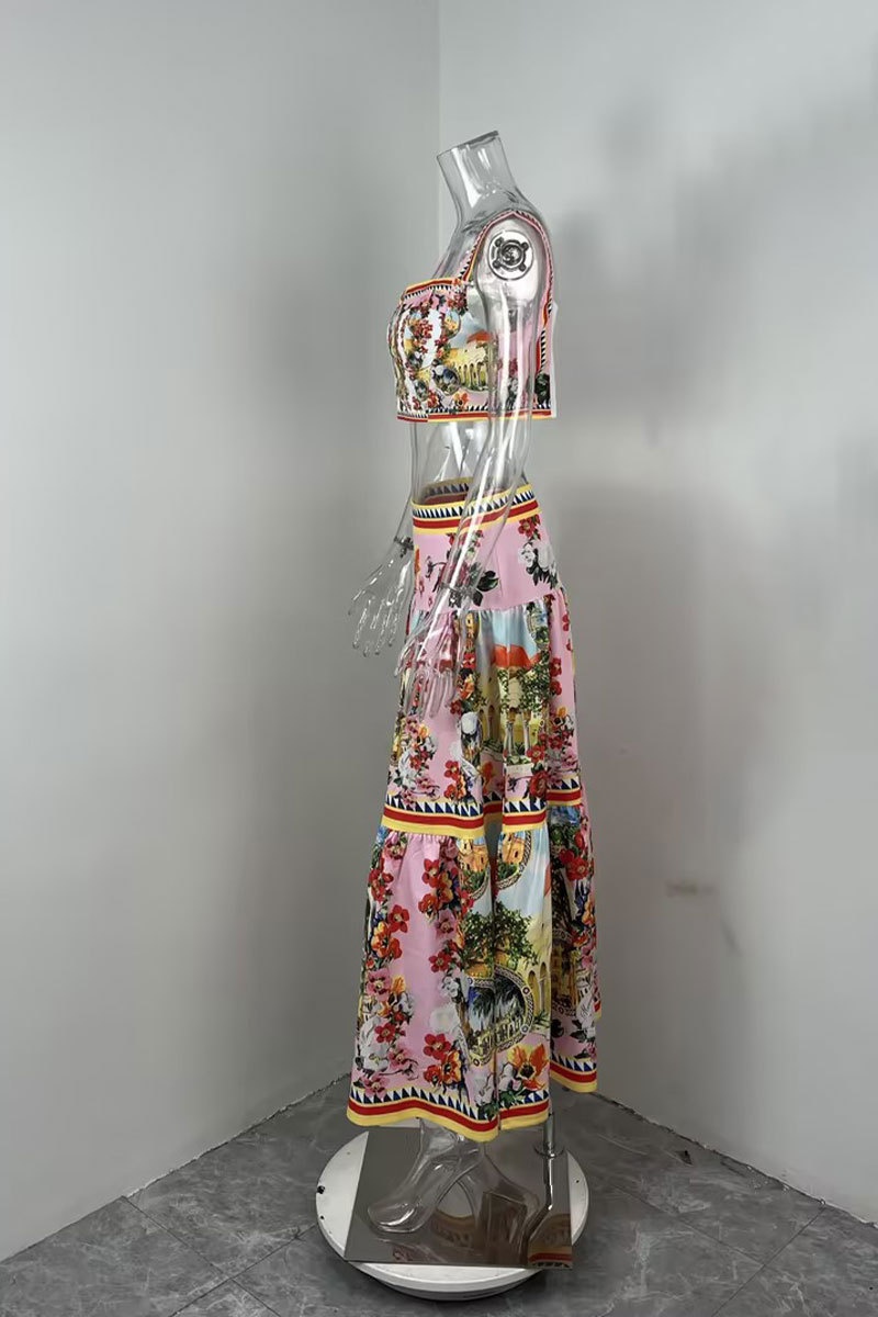 Elegant Women's Two-piece Set Printed Camisole And High-waisted_voghion.com