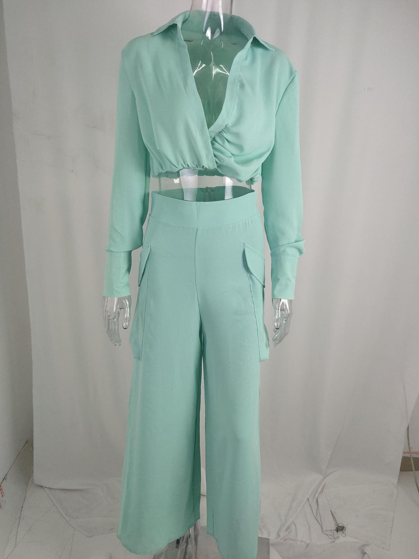 Elegant Women's Clothing Set Solid Colour Loose Commuter Style_voghion.com
