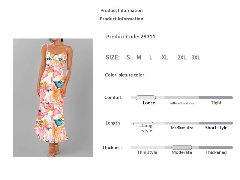 Elegant Women's Bodycon Dress Printed Strap Style For Summer_voghion.com