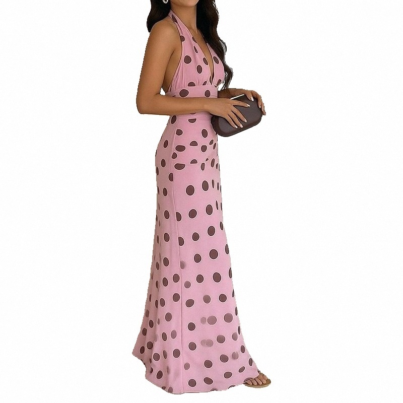 2026 Spring New Cross-Border European And American Fashion Elegant Casual Versatile Commuter V-Neck Polka Dot Dress For_voghion.com