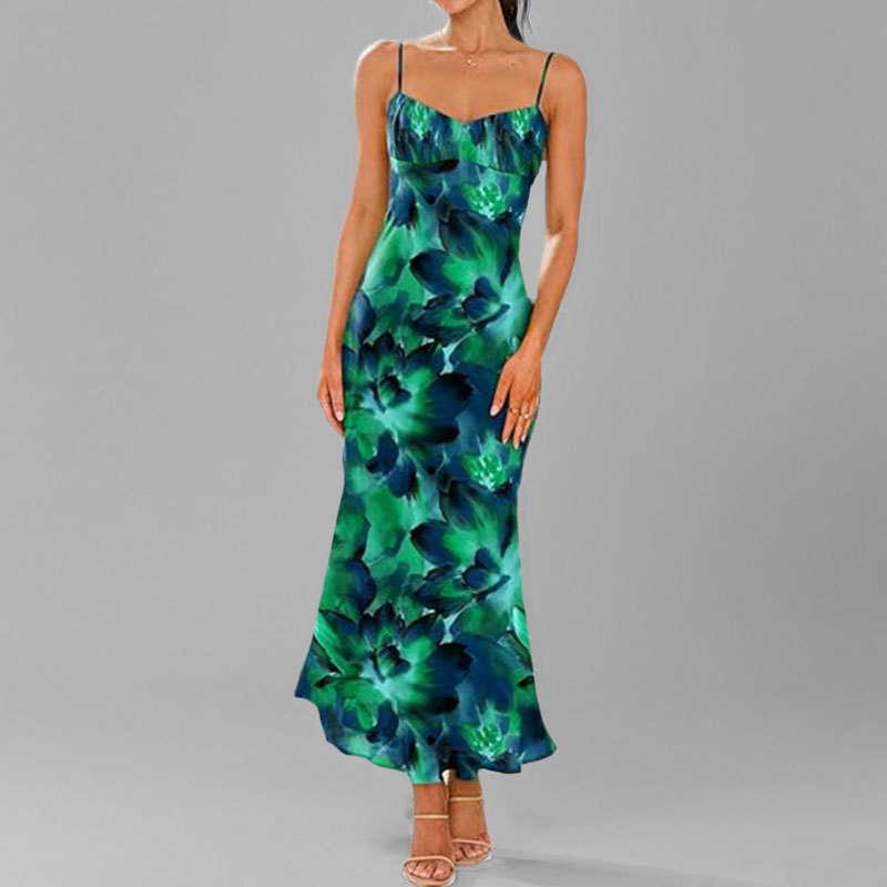 Elegant Women's Bodycon Dress Printed Strap Style For Summer_voghion.com