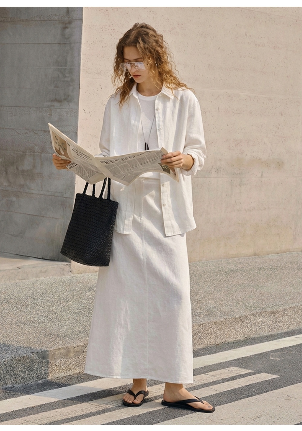 Camicia donna stile francese in puro cotone bianco maniche lunghe_voghion.com