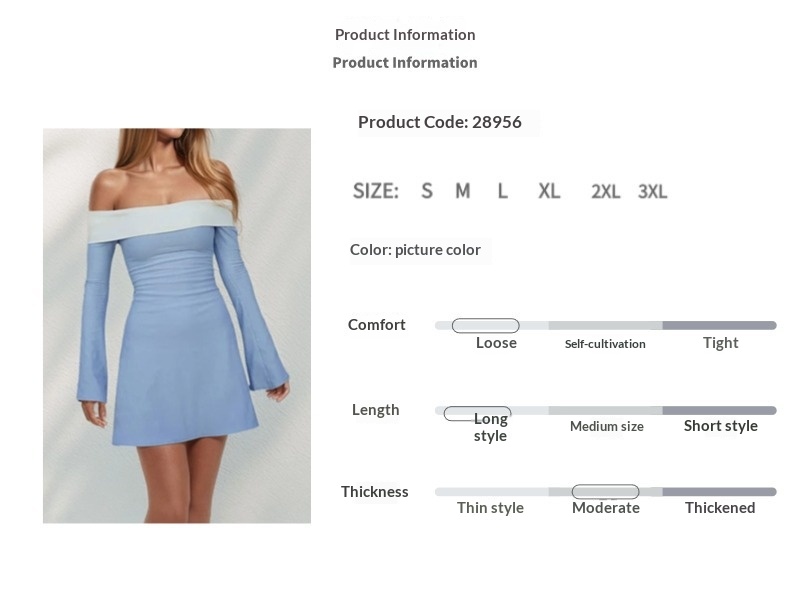 Damen Slim-fit Kleid Schulterfrei Einfarbig Für Jeden Anlass_voghion.com