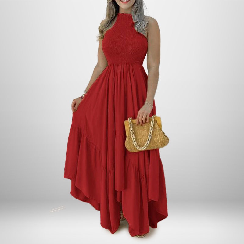 Elegant ärmlös utställd damklänning för plus size storlekar_voghion.com