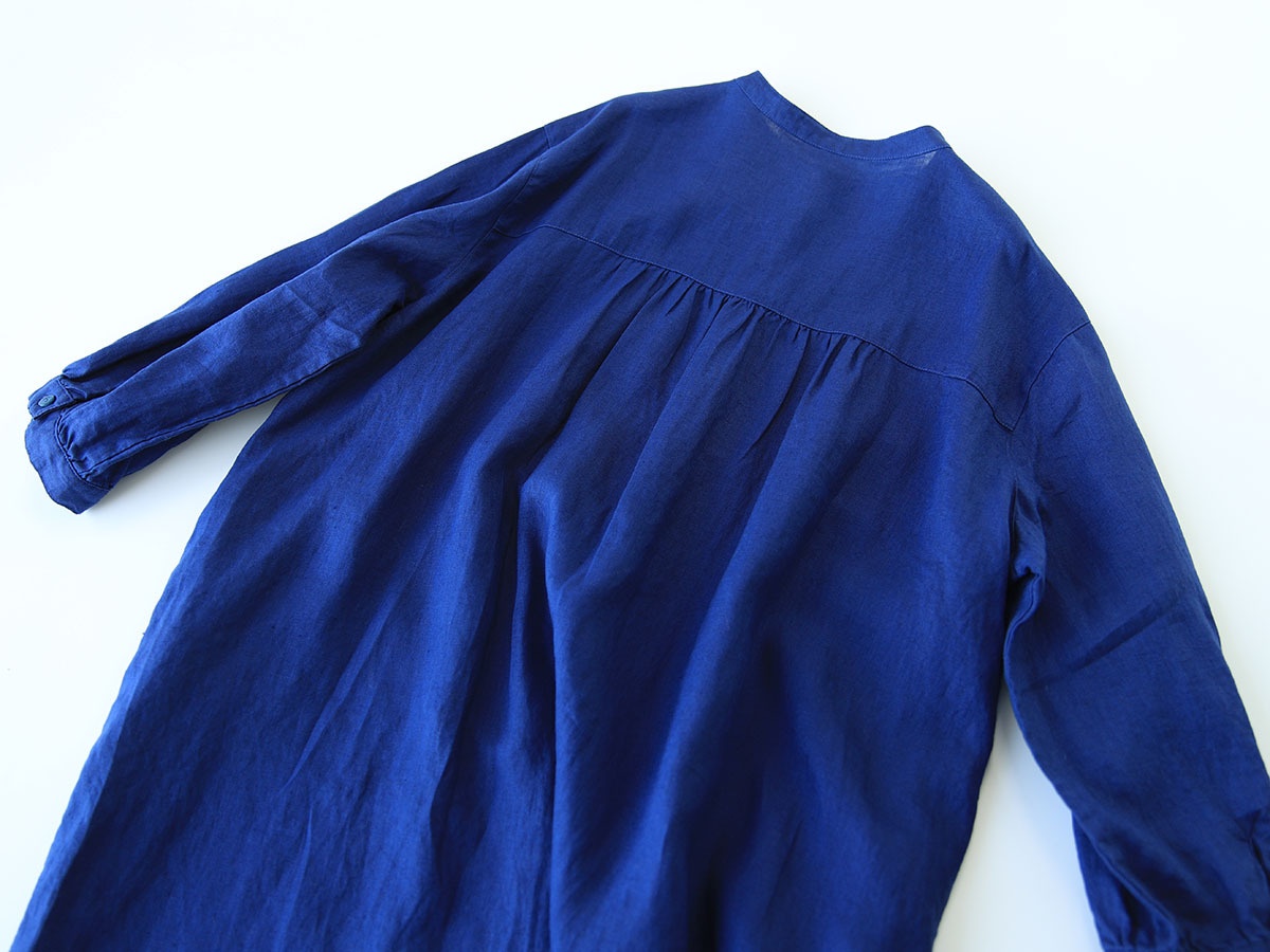 2022 Japanese Artistic Stand-Collar Long Shirt Pure Linen Forest Style Loose Cotton-Linen Dress_voghion.com