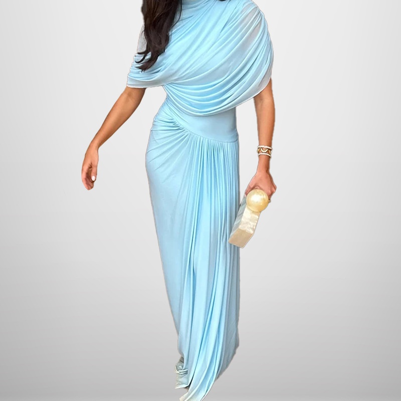 Elegantes Damen Maxikleid Mit Taillierung Und Raffung_voghion.com