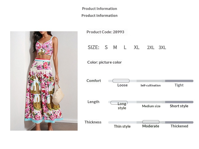 Elegant Women's Two-piece Set Printed Camisole And High-waisted_voghion.com