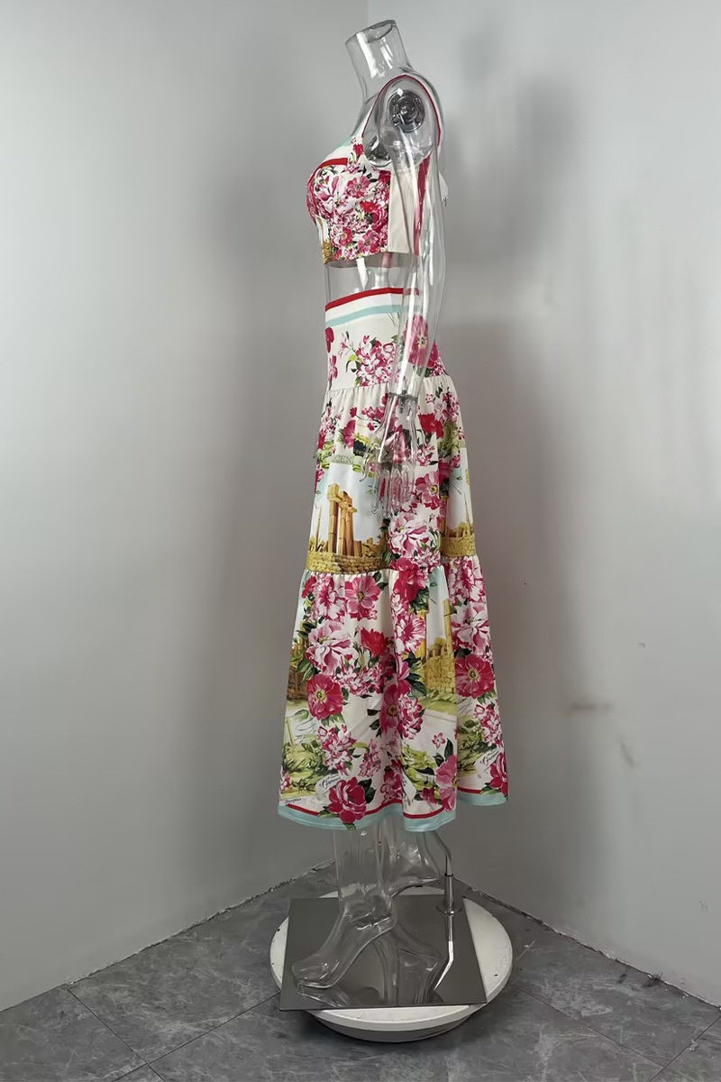 Elegant Women's Two-piece Set Printed Camisole And High-waisted_voghion.com