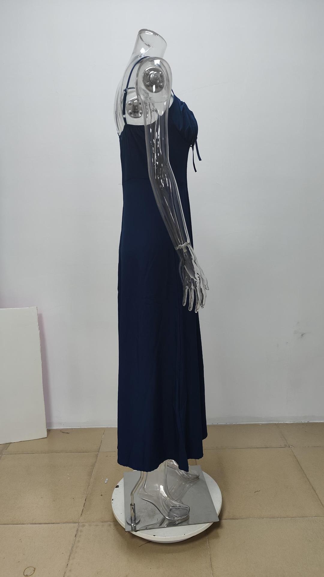 Damen A-linien Trägerkleid Mit Bindegürtel Für Große Größen_voghion.com