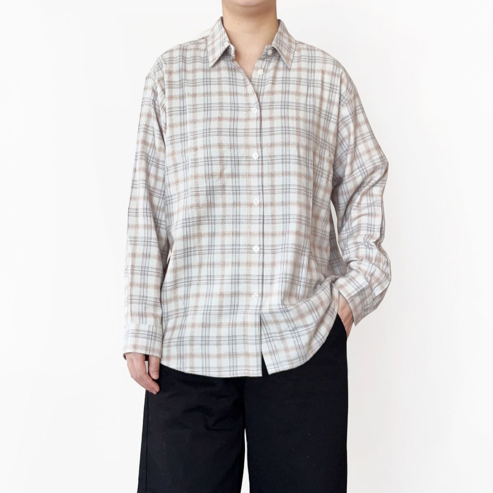 Camicia a maniche lunghe con colletto in flanella, senza stampe, nuova collezione autunno/inverno, in cotone felpato di alta qualità._voghion.com