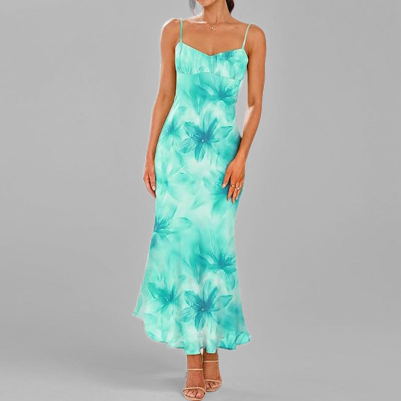 Elegant Women's Bodycon Dress Printed Strap Style For Summer_voghion.com