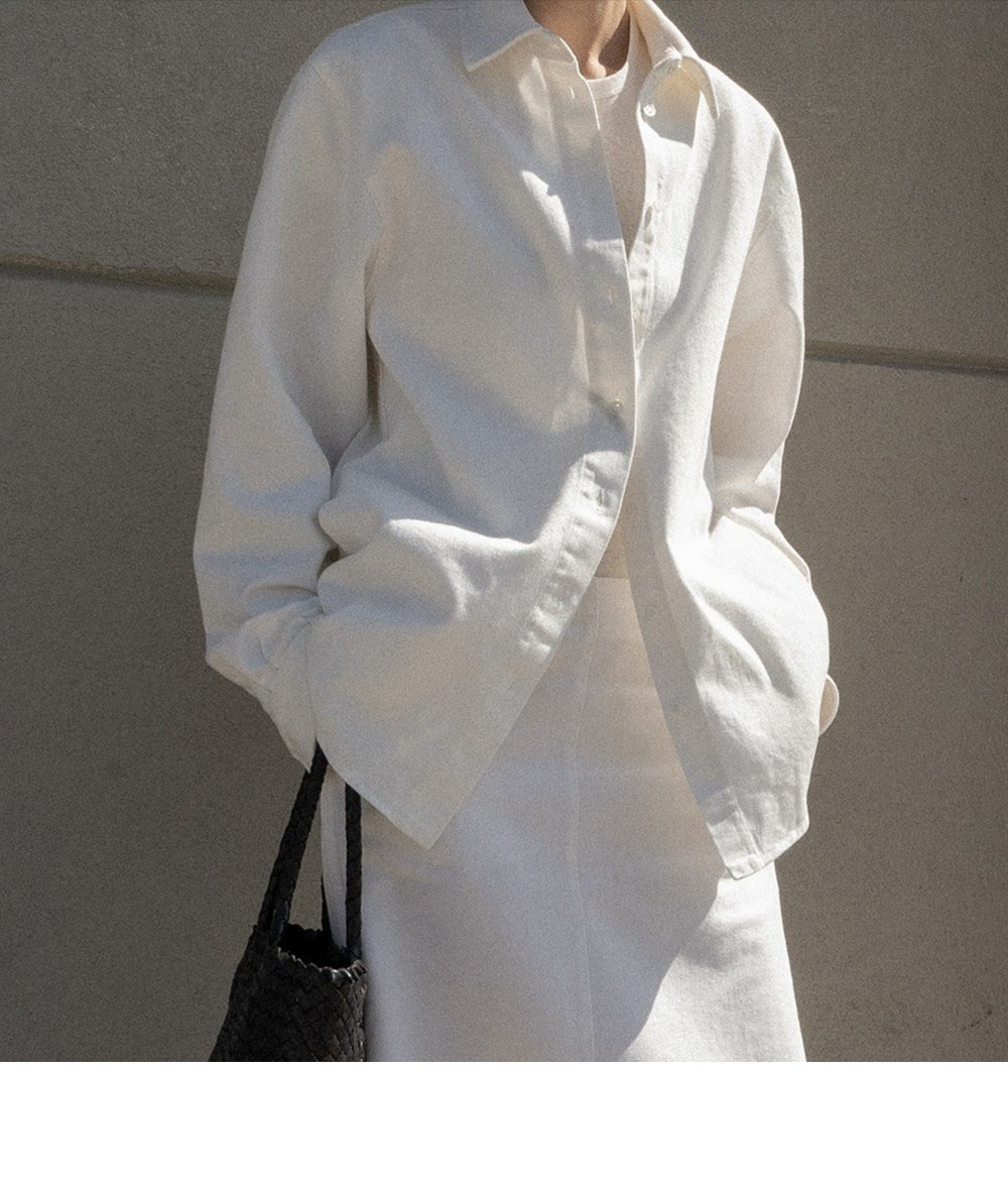 Camicia donna stile francese in puro cotone bianco maniche lunghe_voghion.com