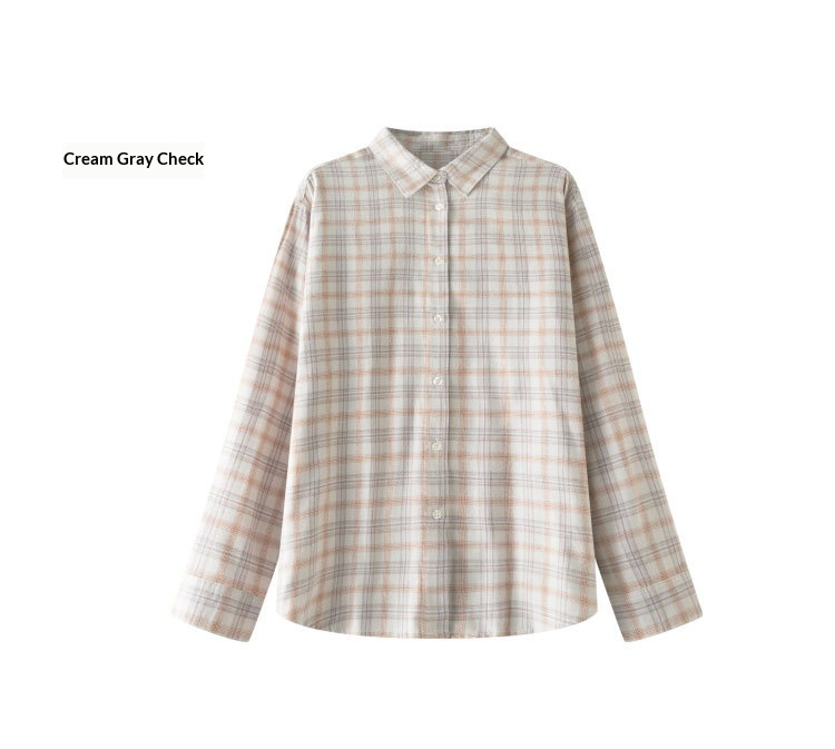 Camicia donna maniche lunghe in flanella cotone autunno_voghion.com