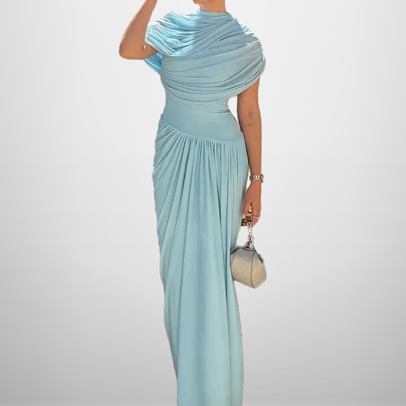 Elegantes Damen Maxikleid Mit Taillierung Und Raffung_voghion.com