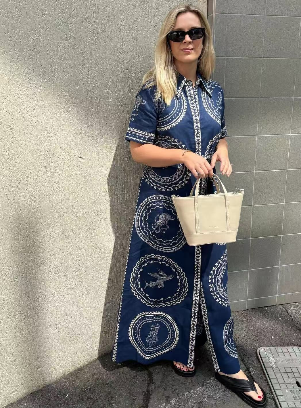 Damen Freizeitkleid Aus Leinen Mit Modischer Taillierung_voghion.com
