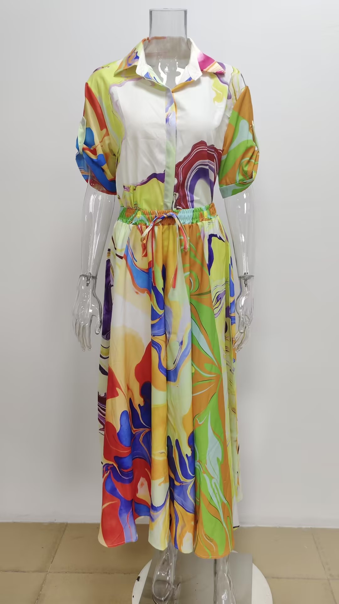 Women's Printed Top And Maxi Skirt Two-piece Set For Summer_voghion.com