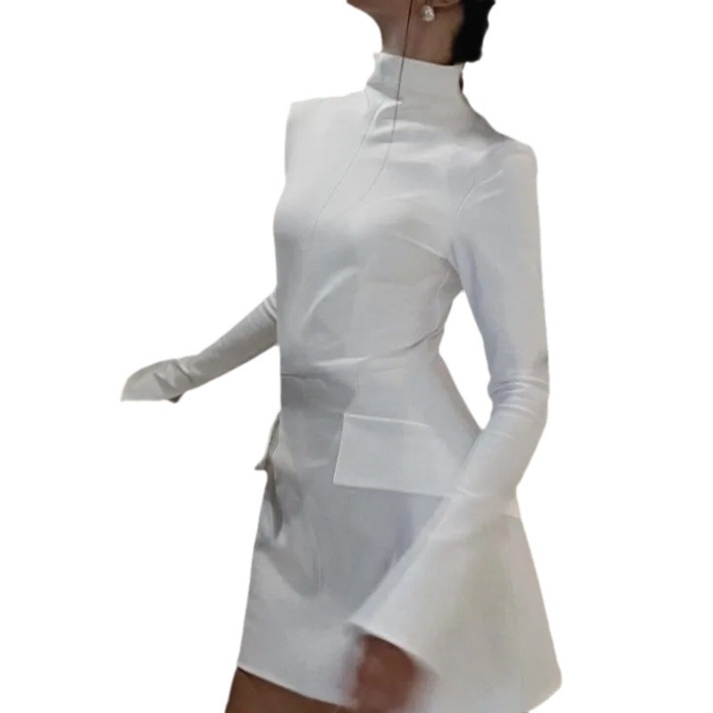2026 Spring New Cross-Border European And American Women's Fashion Elegant Solid Color Slim Fit Bodycon Long_voghion.com