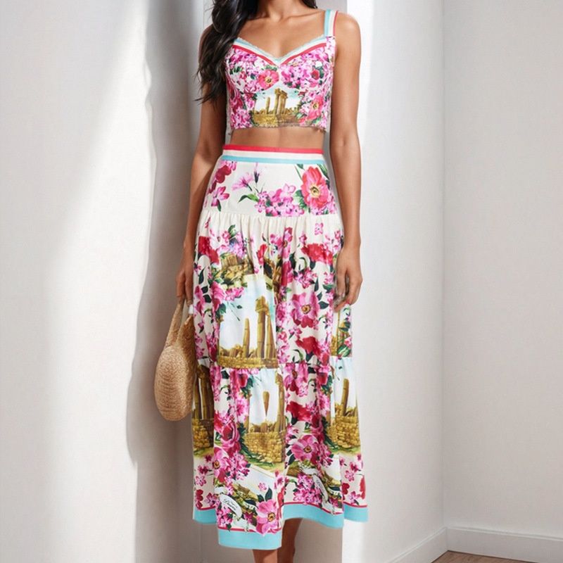 2026 Spring New Cross-Border European And American Women's Fashion Sexy Camisole Top Printed Cropped High-Waisted_voghion.com