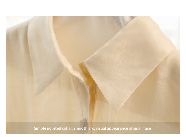 Women's Long-sleeve Collared Shirt Breathable Casual Slimming Top_voghion.com