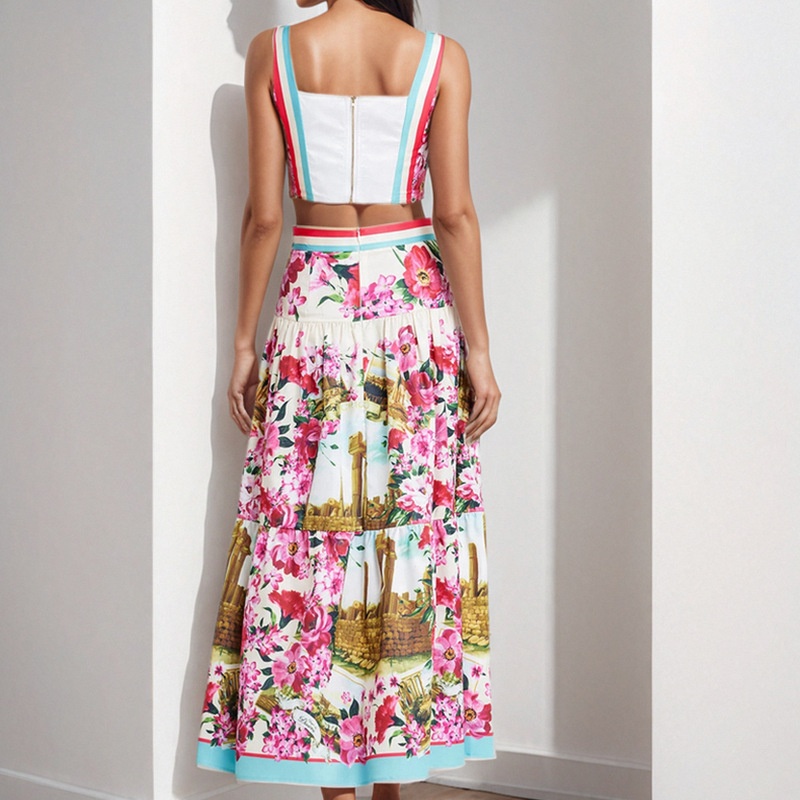 2026 Spring New Cross-Border European And American Women's Fashion Sexy Camisole Top Printed Cropped High-Waisted_voghion.com