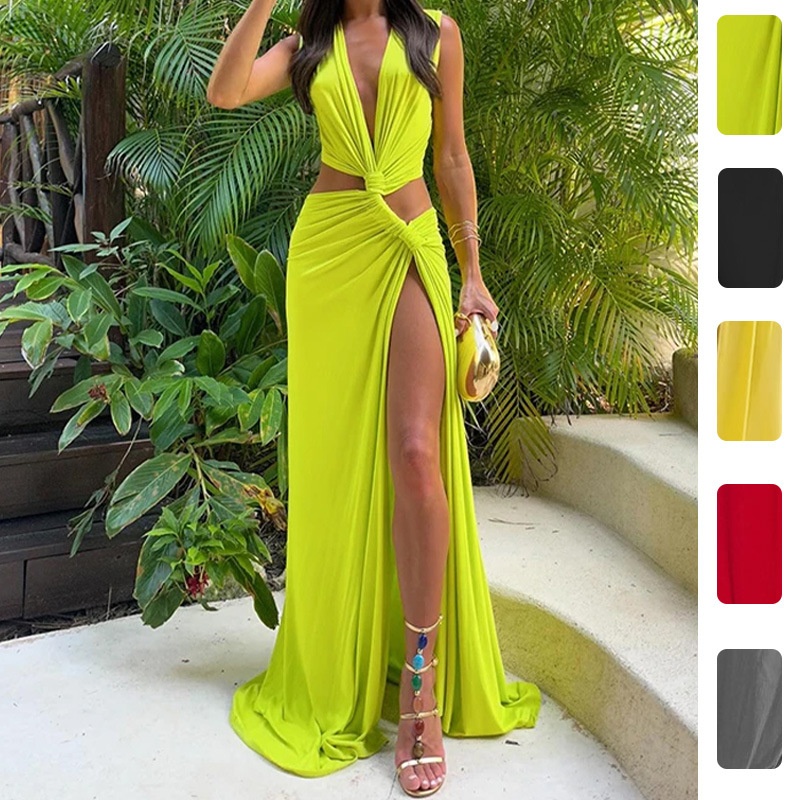 Frühjahr 2026 – Neue Damenbekleidung: Europäisch-amerikanisches, grenzenloses, sexy Kleid mit Cut-Outs, Schlitz und asymmetrischem Schnitt_voghion.com