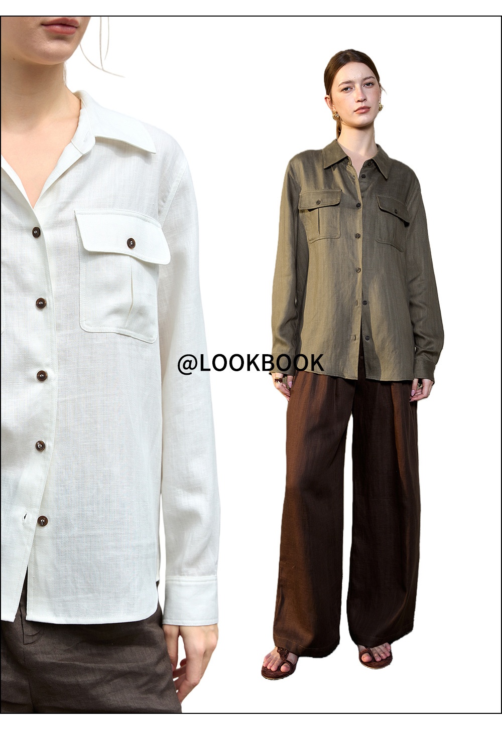 Camicia donna stile old money in lino e tencel con colletto_voghion.com