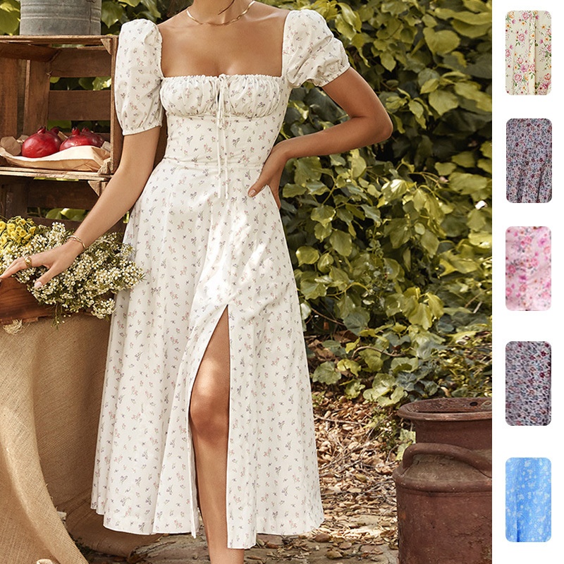 2026 Spring New Cross-Border European And American Women's Fashion Printed French Floral Backless Slim Fit Strap Split_voghion.com