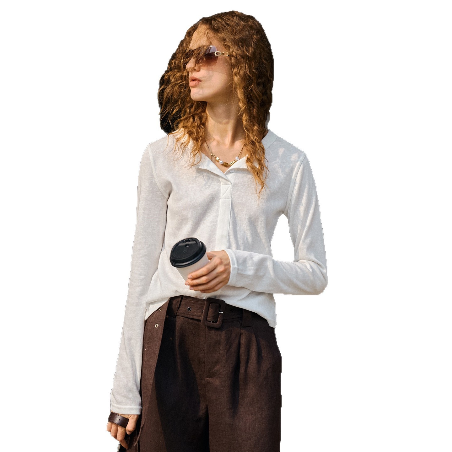 Stilvolles Langarmshirt mit Kragen aus Baumwoll-Leinen-Mischgewebe für Damen, frühlingshaftes Leinenstrickhemd, schlichtes Modell für Pendler._voghion.com