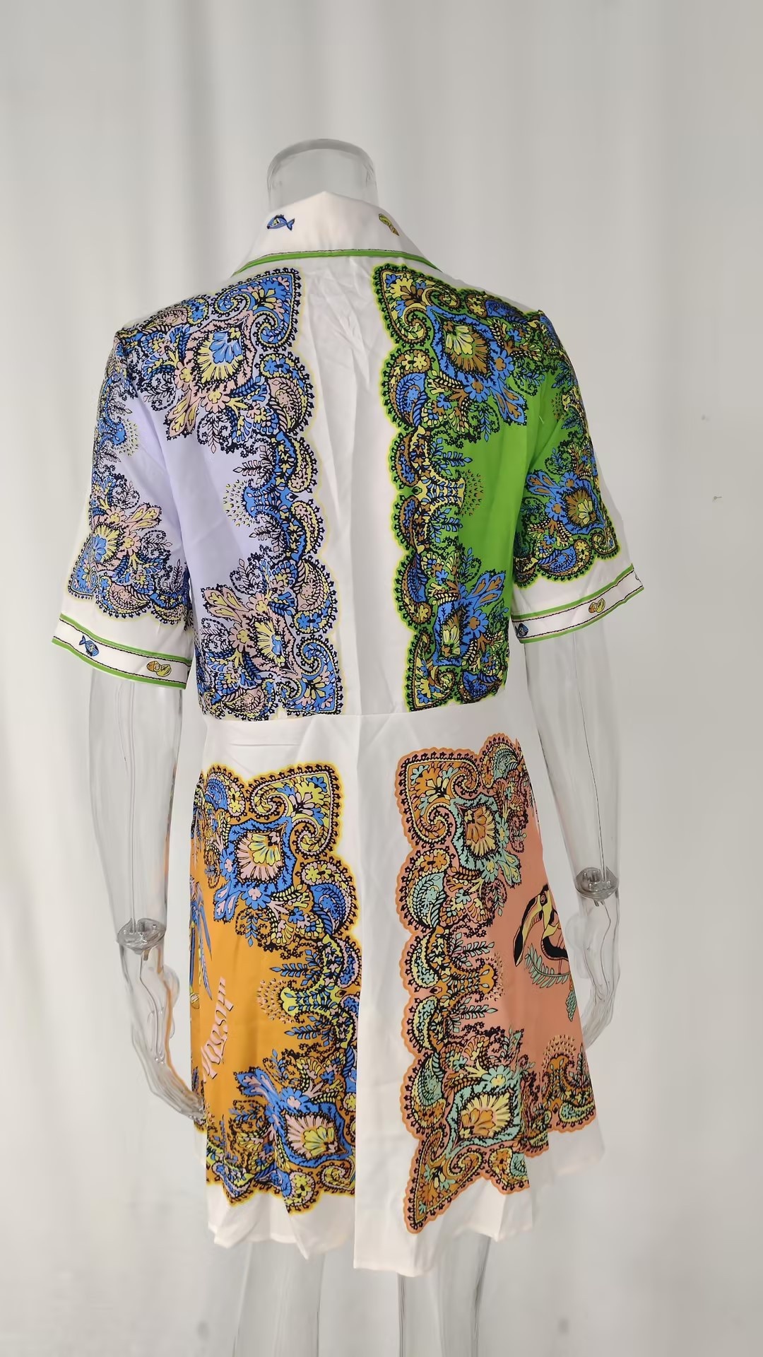 Abito camicia stampato donna stile casual elegante slim-fit_voghion.com