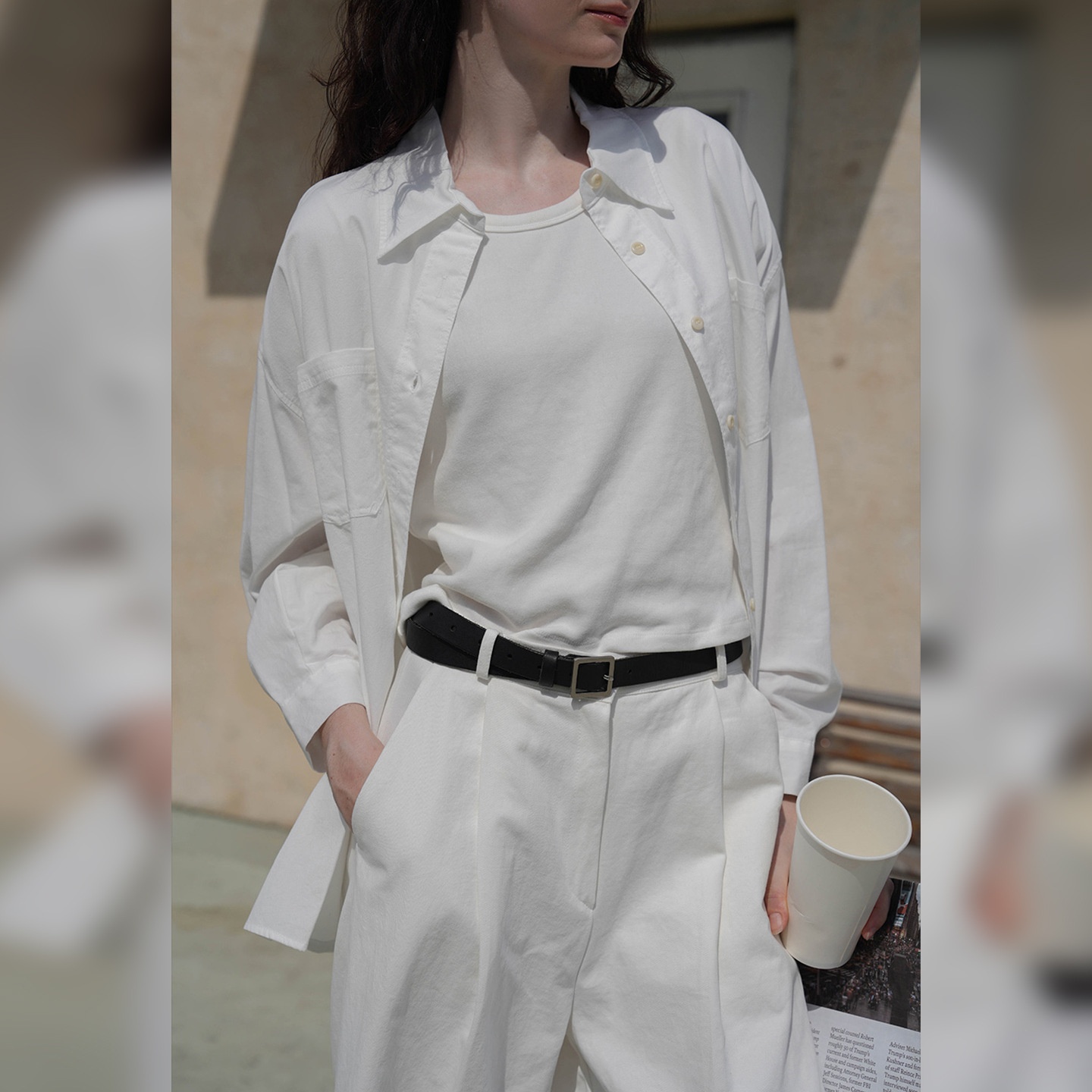Elegante camicia bianca, 100% cotone, top con colletto per donna, nuova camicia versatile ed elegante in cotone per primavera/estate_voghion.com