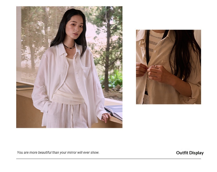 Women's Lyocell Linen Blouse Solid Colour Cardigan Shirt Top_voghion.com