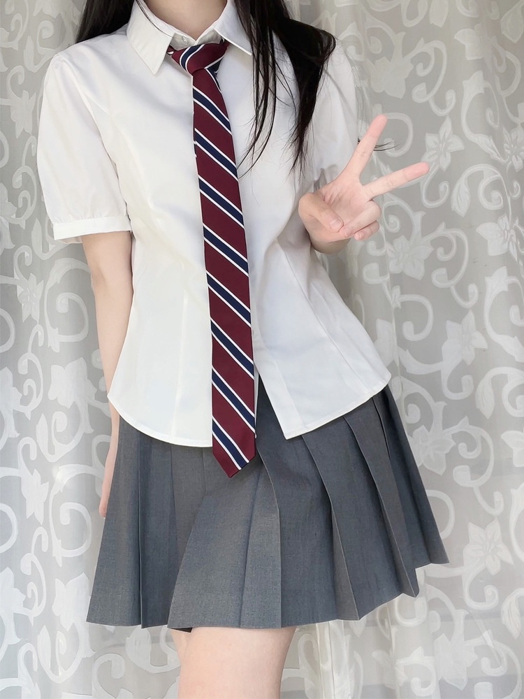 Camicia donna con cravatta stile college maniche lunghe estate_voghion.com