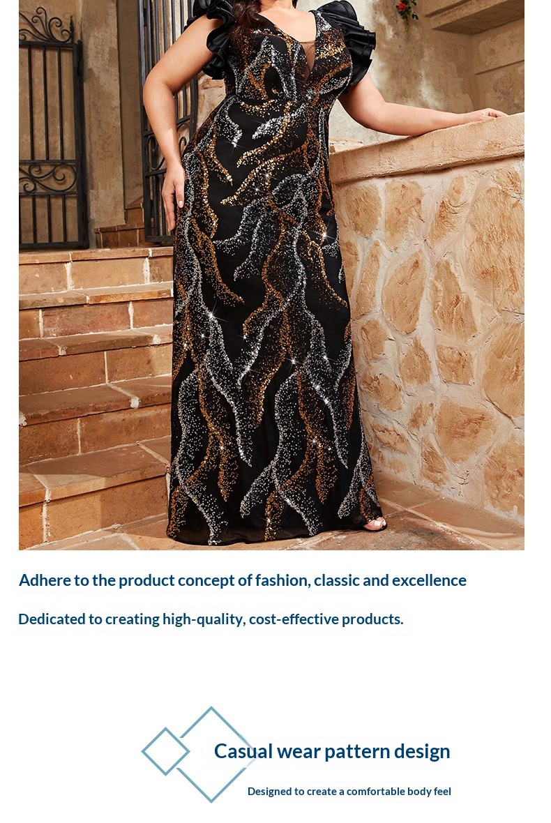 Vestido fishtail mujer tallas grandes slim fit cuello v liso_voghion.com